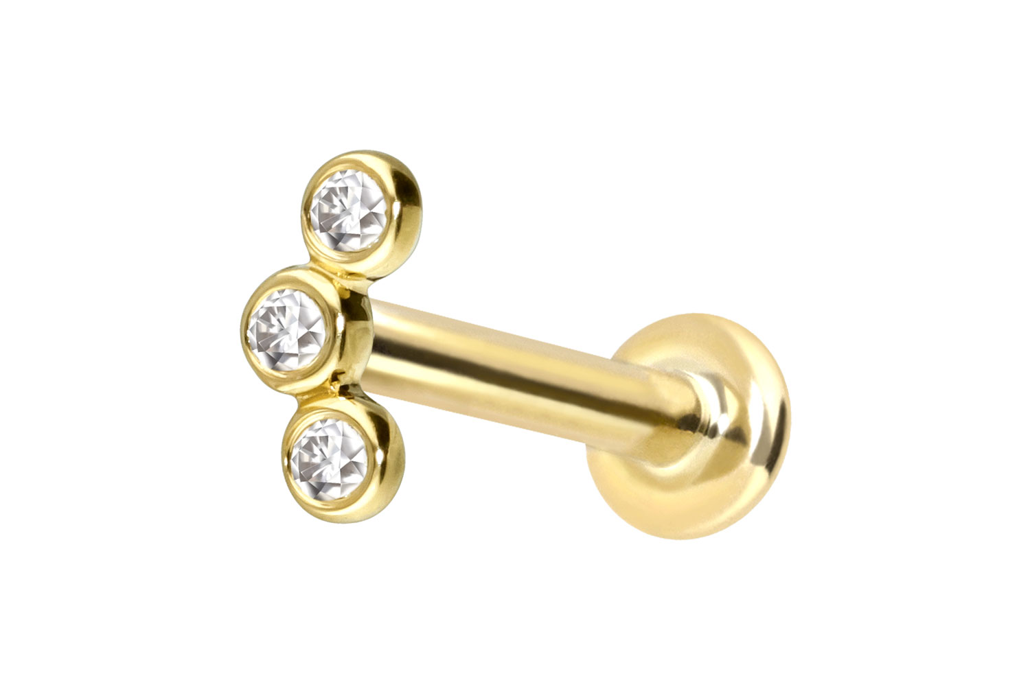 14 Karat Gold Labret Piercing mit Innengewinde MOISSANIT-BOGEN